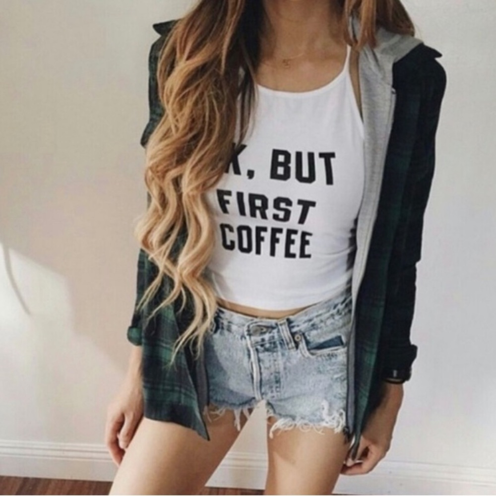 OK BUT FIRST COFFEE Brandy Melville Halter top ☕️